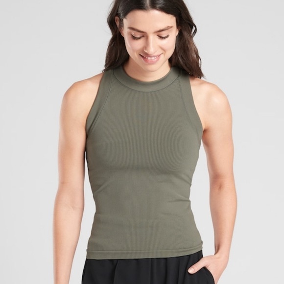 Athleta Green Mock Neck Tank Top - Picture 1 of 8